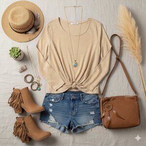 Maison Jules Striped Knot Top